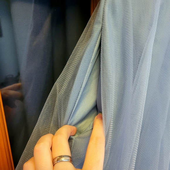 Azazie "Brenda" Long Tulle/Lace Dress in Dusty Blue Custom Sz 4/6 - Picture 10 of 16